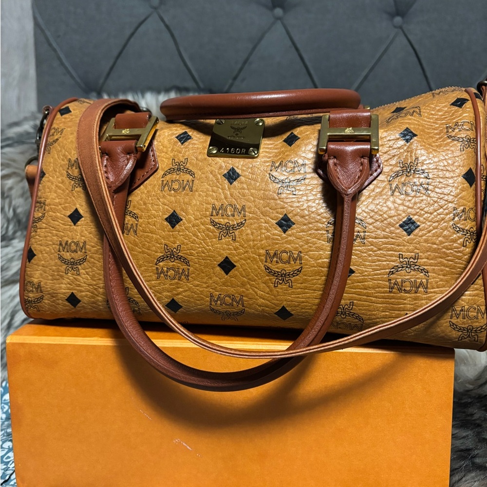MCM Cognac Boston bag Visetos Satchel - Picture 8 of 14